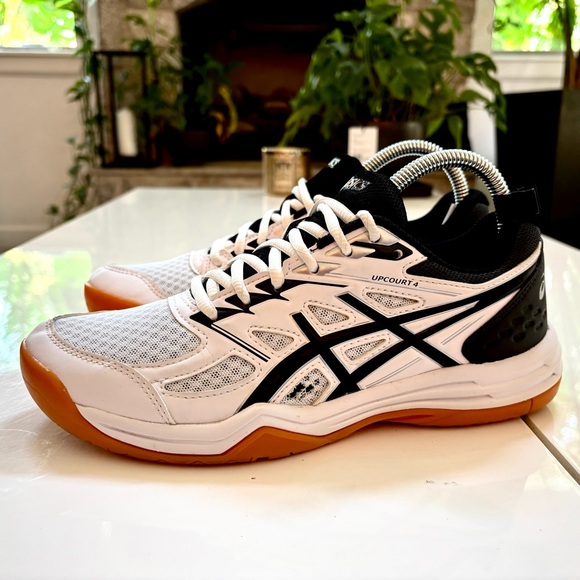 ASICS Upcourt 4 White Black Volleyball Shoes Women Size 8 - Picture 1 of 8